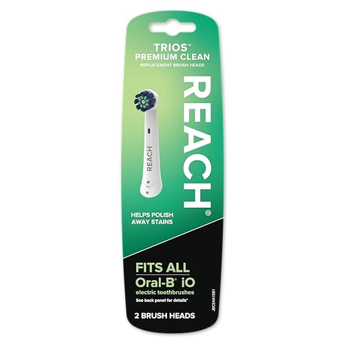 Reach® Trios™ Premium Clean Replacement Toothbrush Heads, Fits All Oral-B iO Electric Toothbrushes