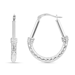 Diamond-Cut Textured Hoops