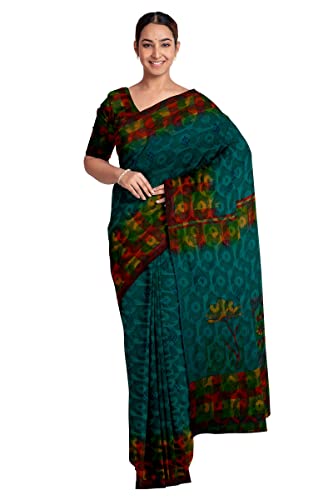 Image of Pothys Women's Green Brasso Cotton Saree With Blouse Piece (A2642 Green)
