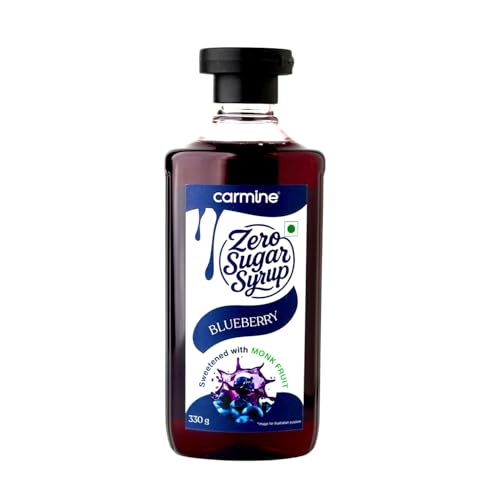 Image of Carmine Zero Sugar Blueberry Syrup - 330g | New & Improved Recipe | Sweetened with Pure Monk Fruit | Natural, Plant-Based Sweetener | No Added Sugar or Artificial Ingredients
