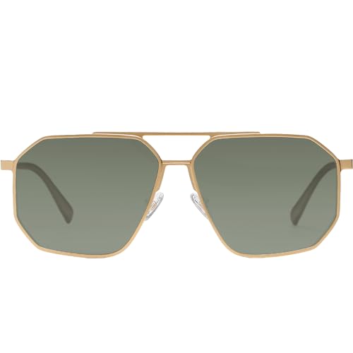 Image of DUCO Polarized Sunglasses Men Women Retro Classic Square Sun Glasses Oversized Vintage Metal Frame Trendy Shades DC3032