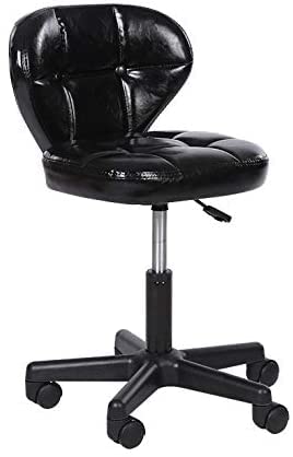 Taburete Giratorio Oficina sobre Ruedas,Taburete Hidráulico de Salón con Asiento de Cuero Sintético Negro,Altura Regulable 45-59 cm,Peso Soportado 160 Kg,Taburetes de Guitarra for Oficina Taller/2223