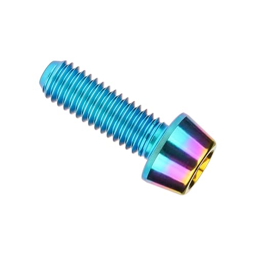 Image of Titanium Ti Bolt M5x9 16 18 20 25 30 35 40 45 50 55 60mm Tapered Head Screws Pack of 4 (M5x16mm, Iridescent Blue)
