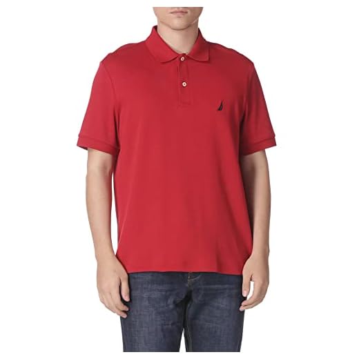 Nautica Camisa polo masculina de algodão macio e sólido, manga curta, ajuste clássico, Nautica Red, XXG