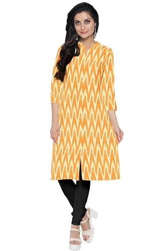 Image of Cotton Pochampally ikat unstitched blouse, Kurthi, long frock fabric material for women (1 meter, 2 meters & 3 meters)