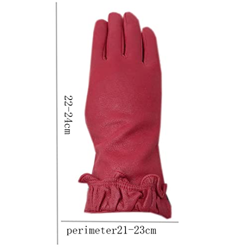 Guantes de Piel de Oveja para Mujer de Invierno Guantes de conducción con Forro Suave Grueso de Cuero cálido