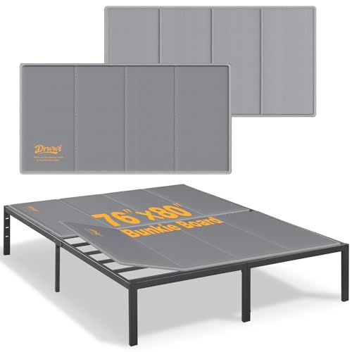 Drwwi Bunkie Board King 10mm(76 x 80) Anti-Sag Non-Slip Base & Noise-Free Folding Mattress Support Board for Metal Bed FrameGrey