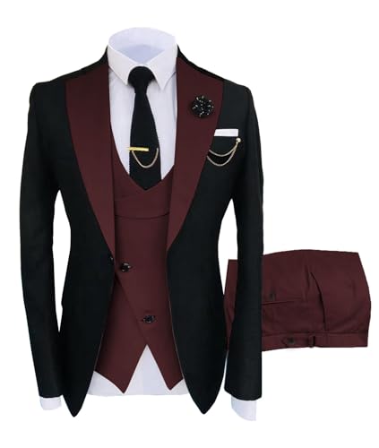 Men's Suit Slim Fit 3 Pieces Ball Tuxedo Suit Formal Business Best Man Wedding Suit Jacket Pants Set