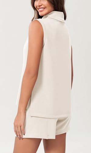 ODODOS Modal Soft Mock Neck Tank Tops for Women Sleeveless Sweater Vest Casual Turtleneck Pullover Top4