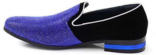 TRS Men Rhinestone Round Toe Suede Chrome Heels Dress Loafer Slip On Fashion Shoes3