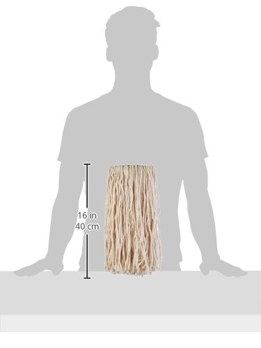 Amazon Basics Cut-End Cotton Commercial String Mop Head, 1.25 Inch Headband, Small, White, 6-Pack