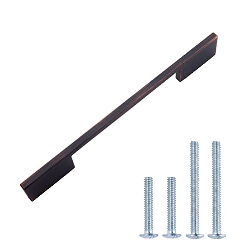 Image of South Main Hardware Wide Modern Die Cast Cabinet Handle, 6.3 inch Center to Center, Oil Rubbed Bronze, 10-Pack