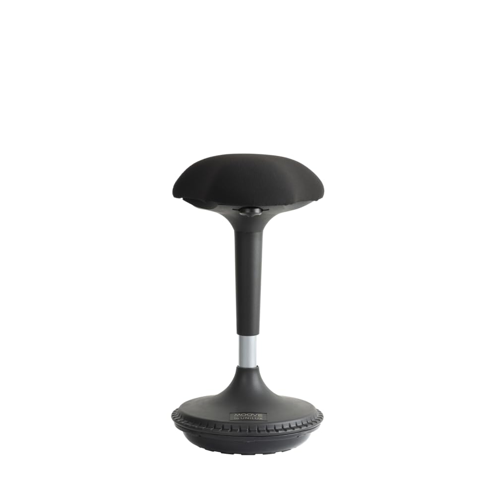 Unilux Moove Tabouret de bureau Ergonomique Réglabe en Hauteur 59 x 35 cm Noir