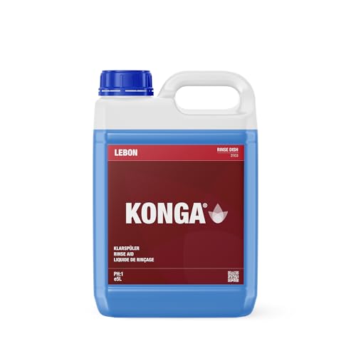 Konga Rinse Dish - Abrillantador de calidad industrial comercial, abrillantador para lavavajillas profesional, acabado y abrillantador para lavavajillas, para vajilla impecable, 5 litros (1 unidad)