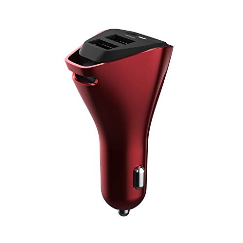 ELIK Rapid Type USB C Car Charger 4.8A/42W USB-C Dual Fast Car Super Chargers Compatible with Google Pixel/XL/C/Nexus, MacBook, iPhone X/8/Plus, iPad Pro, Samsung (Red)