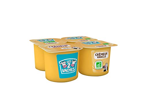 Les 2 Vaches Yogur, vainilla crema de vainilla, 4 x 95 g
