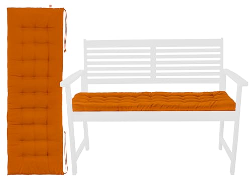 Brandsseller Cojín de Banco 120x40x4 cm – para Banco de jardín y Banco de Comedor – Impermeable, fácil de Limpiar y Acolchado Suave – Uso Interior y Exterior – Naranja