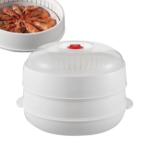 野菜用電子レンジスチーマー フタとトレイ付き - キッチン 魚 蒸し器,料理用加熱ボウル 餃子パスタトウモロコシベーコンジャガイモ肉