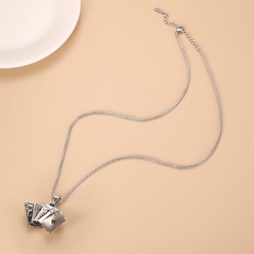 Ace of Spade Royal Flush Cremation Necklace For Ashes Stainless Steel Playing Card Memroial Urn Jewelry Of Loved Ones Engravable 6