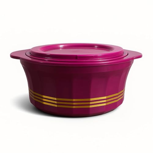 Image of Premium Insulated Casserole Hot Pot for Kitchen | Double Wall Hot Box for Chapati, Curry & Food Storage | Elegant Floral Design Casserole | Keeps Food Hot for Hours | (pink)