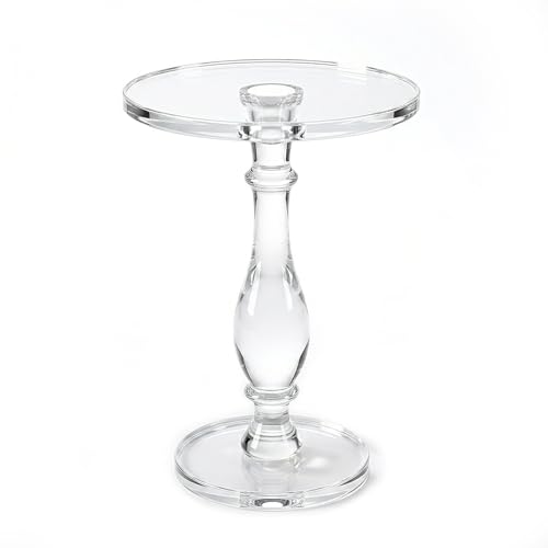 LIKENOW Acrylic End Table,Acrylic Side Table,Modern Nightstand with Clear Small Round Top and Solid Post for Living Room,Bedroom and Lobby 15.7x15.7x19.5 High inches