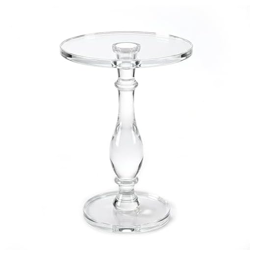 LIKENOW Acrylic End Table,Acrylic Side Table,Modern Nightstand with Clear Small Round Top and Solid Post for Living Room,Bedroom and Lobby 15.7x15.7x19.5 High inches