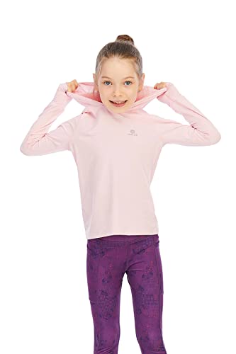 HMILES Mädchen Langarm Jogging T-Shirts Kinder Running Pullover Hoodies Kind Outdoor Performance Workout Aktives Top Mit Daumenlöchern Karat rosa 9/10 Jahre alt Cover