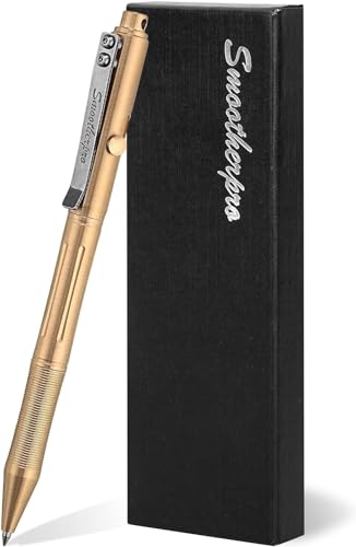 SMOOTHERPRO Solid Brass Bolt Action Pen/Ballpoint Pen, Natural Solid Brass