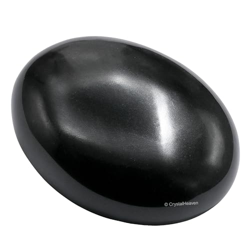 Image of Certified Black Tourmaline Crystal Palm Pebbles Stones for Stress Relief | AAA Grade Original Healing Gemstone Agate Palm Stone for Yoga Meditation Spiritual Reiki Feng Shui