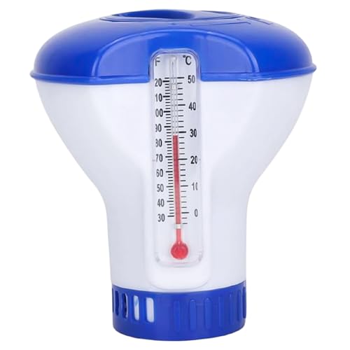 Flotador de Cloro para Piscina, Flotador automático de Tableta de Cloro de 5 Pulgadas con termómetro Incorporado, Accesorios de Piscina para Mantener la frescura y Limpieza del Agua de natación