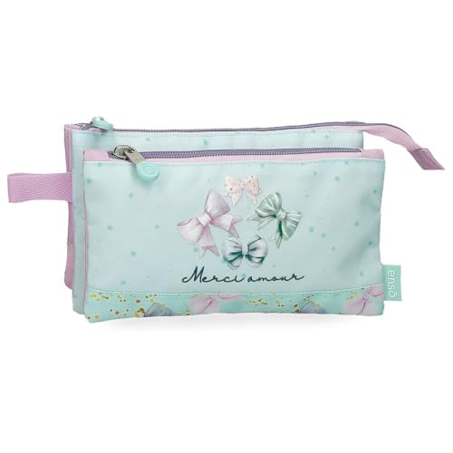 Enso Merci Amour Estuche Triple Verde 22x12x5 cms Poliéster