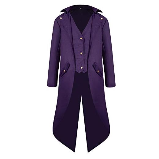 Men's Blazer Slim Fit Casual Boho Printed Steampunk Tailcoat Jacket Gothic Frock Uniform Light Buttons Suit Jacket Coats