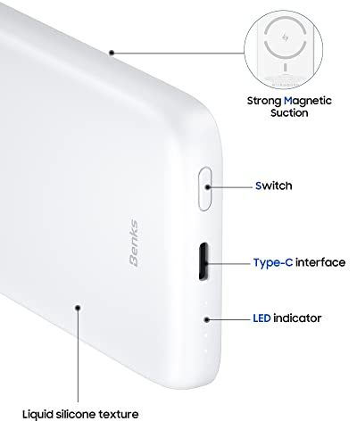 Benks Banco de energia sem fio magnético portátil com cabo USB-C compatível com Magsafe para iPhone