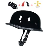 MRDAER Motorrad-Halbhelm-Helm mit offenem Gesicht Cruiser Chopper-Bikerhelm im Deutschen Stil, ABS-Kunststoff-Helm mit halbem Gesicht für Erwachsene für Curiser-Tourenroller DOT-geprüft