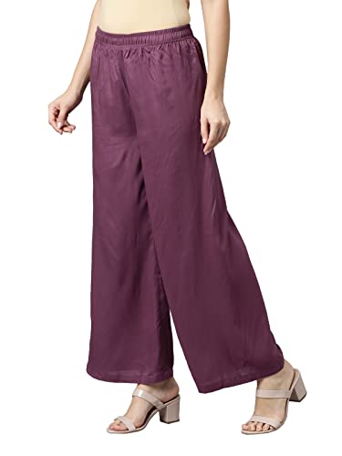 Image of GO COLORS Soft Viscose Basic Palazzo Full Length for Women| Breathable, Mid Rise, Relaxed Fit