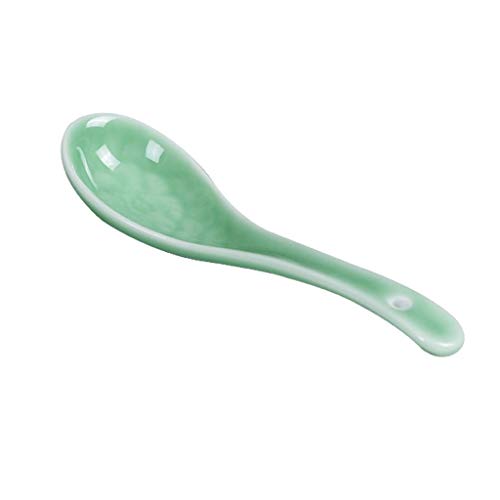DALIZHAI777 Cuillères à Soupe Soupe Cuillère Soupe Creative Céramique Soupe Spoon Peony Petite Soupe Soupière Soupe Coréenne Soupière Soupe 8 Pièces Cyan Cuillères