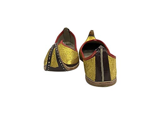 Handmade Aladdin Mens Indian Shoes Gold Khussa Leather Punjabi Jutti Shoes3