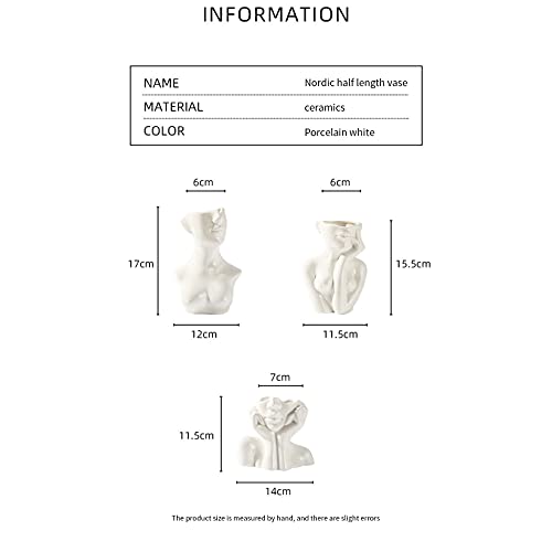 Face Vase Ceramic Vase Decorative Ceramic Flower Vase Body Vase Flower Vase For Statue Home Decoration (14X11.5X7Cm,A1) #TOP5