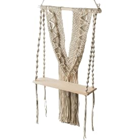 Decorative Wall Hanging with One Shelf |129| Made of Bohemian Cotton Rope (Beige) Wall Hanging with One Shelf