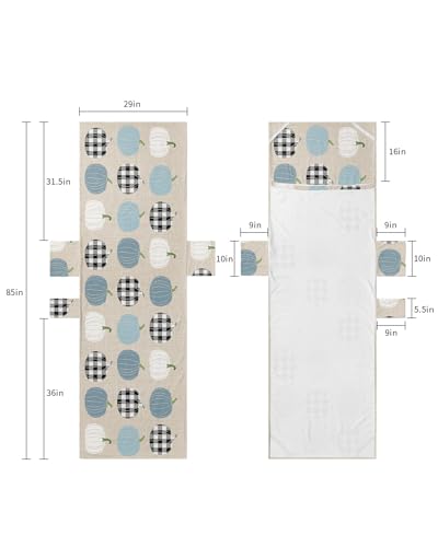 Bleu Pumpkins Fall Beach Lounge Chair Towel Cover, Soft Chaise Lounge Towel with Side Pockets Patio Pool Chairs Cover for Beach/Pool Sunbathing 29x85 Thanksgiving Black White Plaid Pumpkin