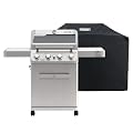 Monument Grills 4 Burner Propane Gas Grill, Stainless Steel Outdoor Patio Barbecue Grill with Cover, with Broil Zone Fast Heating, Knob Control, and Easy Cleanup, M410MBZ