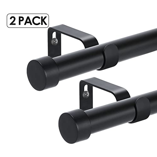 Olv Black Curtain Rods For Window 48-84 Inch, Adjustable Single Window Rods With End Cap Design Finials,1 Inch Diameter,Matte Black,Set Of 2 #TOP4