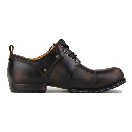 Image of Men's Retro Brushed Black Chukka Boots Lace-up Motorcycle Casual Leather Dress Ankle Boot for Men Fashion 6015-1-E-R
