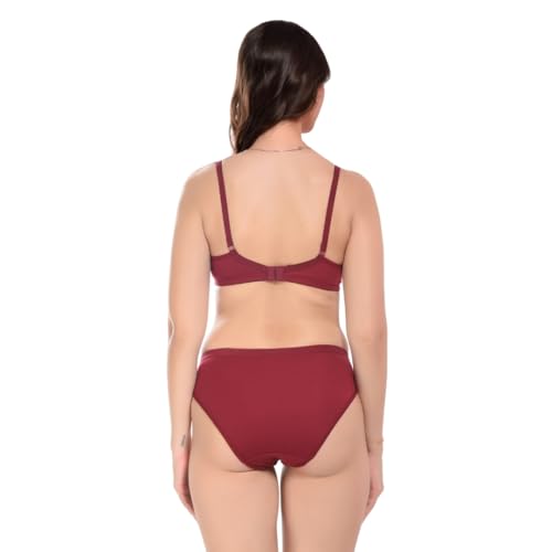 Image of SGC Women Cotton Blend Lingerie Set||Lightly Padded Wirefree Bra & Panty Set||Bridel Set for Women & Girls