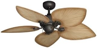 Bombay Tropical Ceiling Fan in Oil Rubbed Bronze with 42" Tan Blades With Remote Control