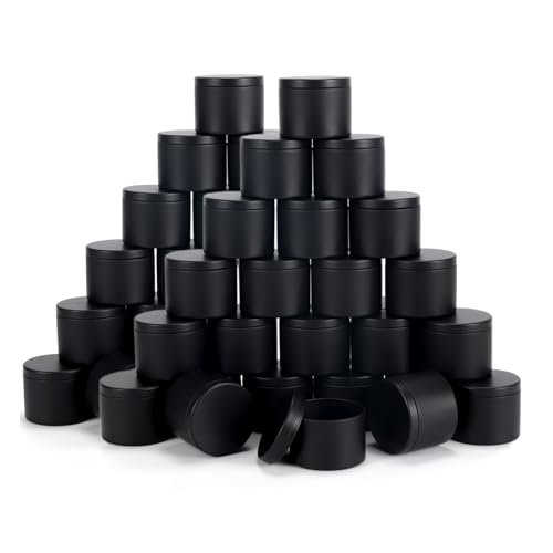 sonviitins 48 Pieces 4 Oz Black Candle Tins 4oz Candle Jars Candle Containers with Lids Candle Tin for Candles Making Arts & Crafts Storage and Gifts