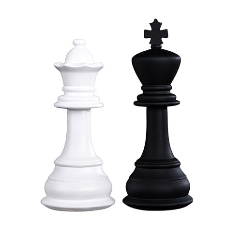 Image of Artarium Chess Pieces King & Queen Statue Sculpture for Home Decor | Office Decor | Table Decoration Set of 1 (Black & White)