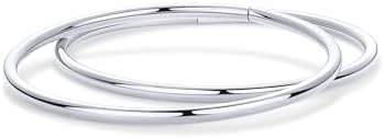 PAVOI 14K Gold Plated Bangle Bracelet for Women | Classic Lightweight Stacking Stainless Steel Bracelet | Single & 2-Pack Bangles