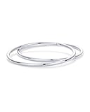 PAVOI Stainless Steel Bangle Bracelet for Women | Classic Lightweight Stacking Bracelet | 2-Pack Bangles Medium/Large Size