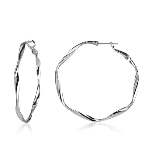 Mobius Large Hoop Earrings for Women 925 Sterling Silver Lightweight Hoop Earrings Fashion Hypoallergenic Silver Jewelry for Handmade Gifts